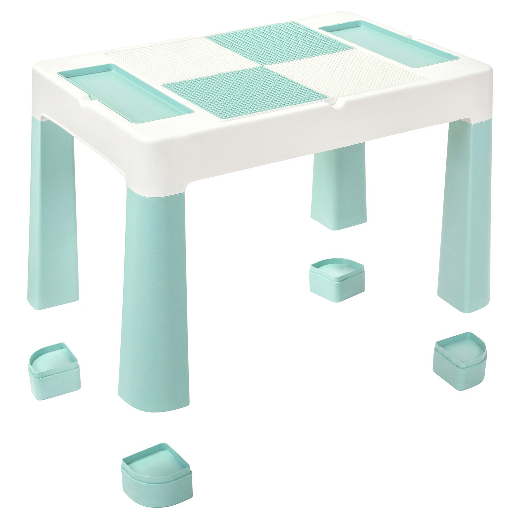 Висоту столу можна збільшити на 5 см за допомогою спеціальних насадок на ніжки.